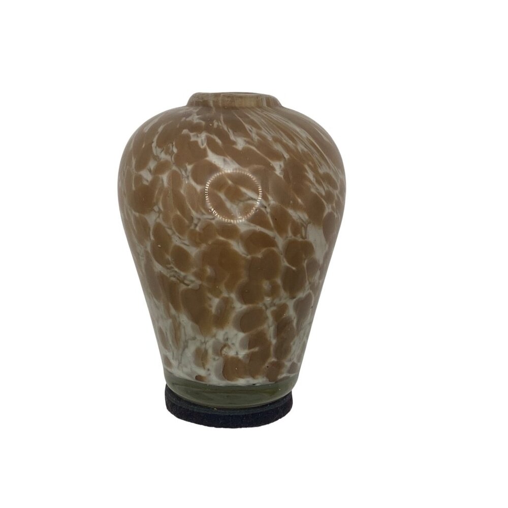 Vintage Art Glass Bud Vase Brown White Speckled Mottled Mid Century Style